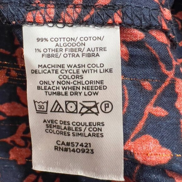 LOFT Women's Forever Navy Long Sleeve Shimmer Floral Blouse fall M - Picture 8 of 9